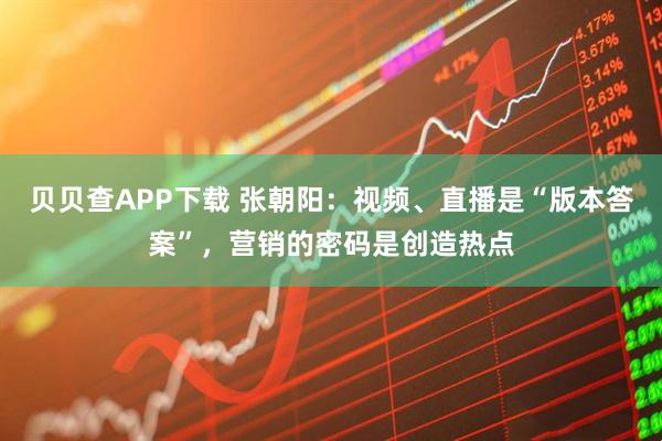 贝贝查APP下载 张朝阳：视频、直播是“版本答案”，营销的密码是创造热点